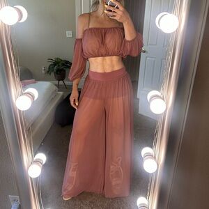 MESH MAUVE PANT SET.